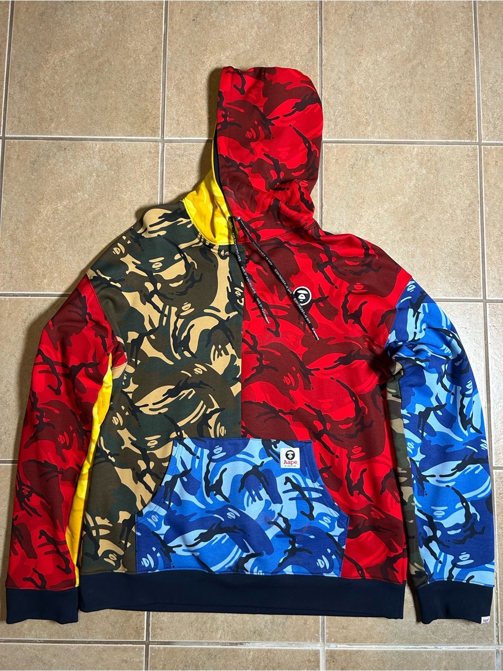 AAPE by Bape Multicolor Camo Hoodie and Red Camo Pants